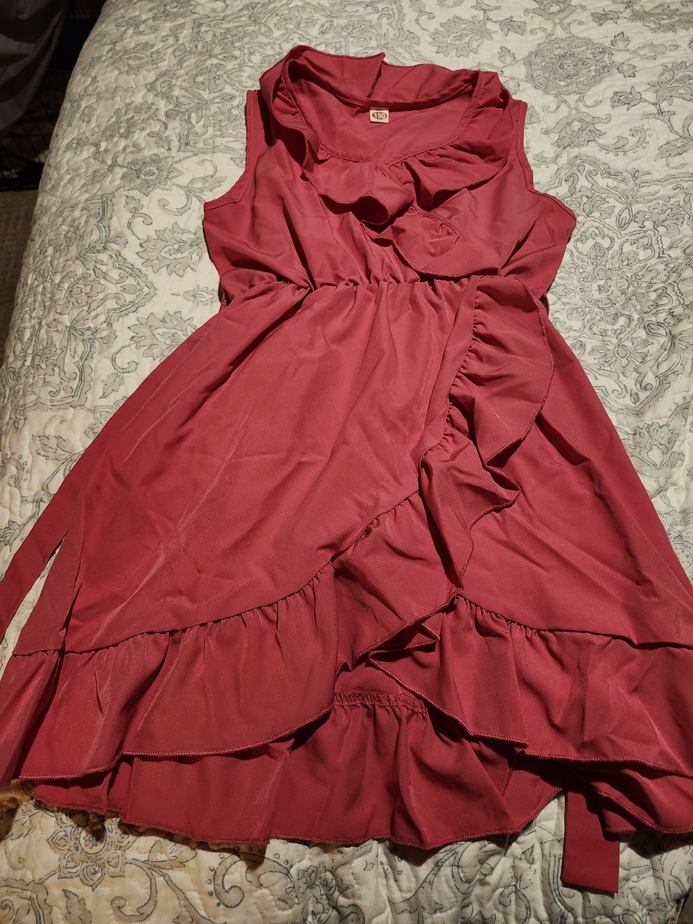 Girls' Red Ruffle Casual Dress